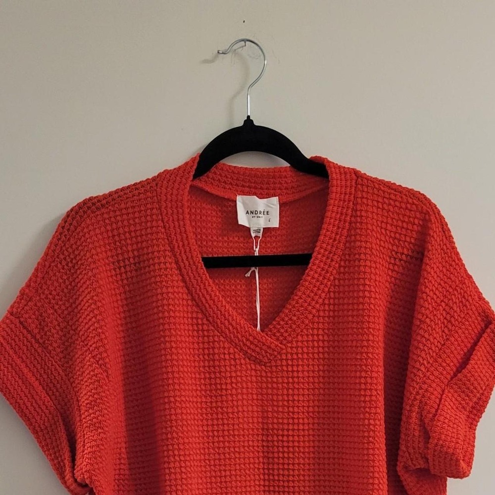 Andre By Unit Waffle Weeve SS Top Size Sm/M Red